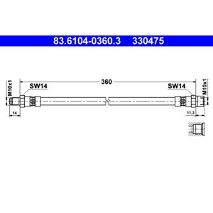 Bremsschlauch ATE 83.6104-0360.3 für Mercedes-Benz BMW 123 Isetta