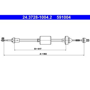 Seilzug Kupplungsbetätigung ATE 24.3728-1004.2 für Renault Clio I